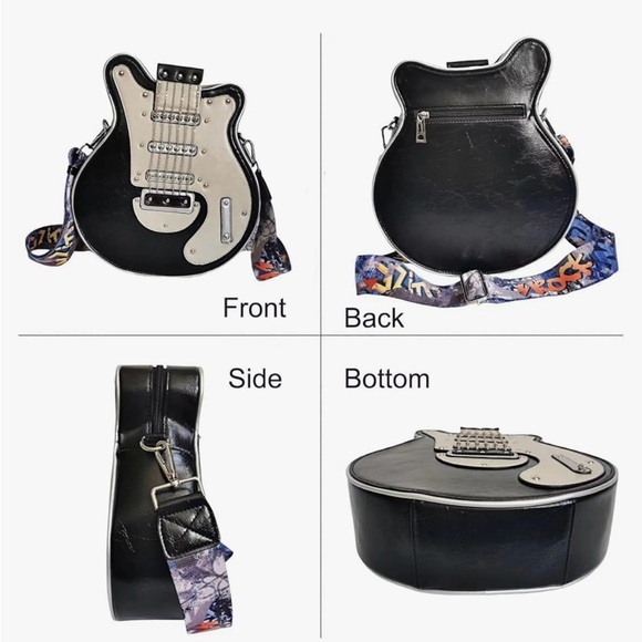 Tami Too Novelty Black & White Electric Guitar Crossbody Bag - Picture 8 of 14